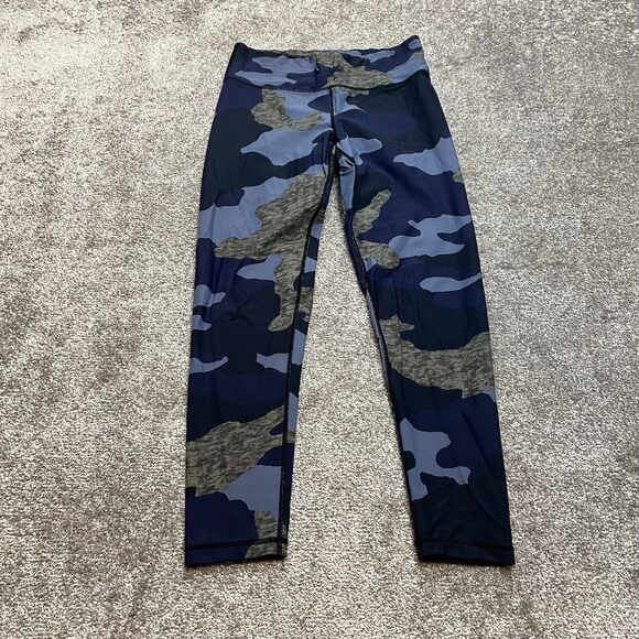 aerie Pants - Aerie Chill Play Move Leggings Blue Camo Womens Medium Nylon Stretch Compression